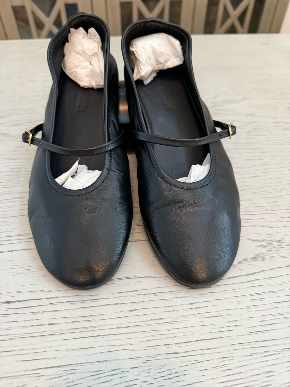 Steve Madden Besette Black Leather Mary Jane Flats with Slim Strap